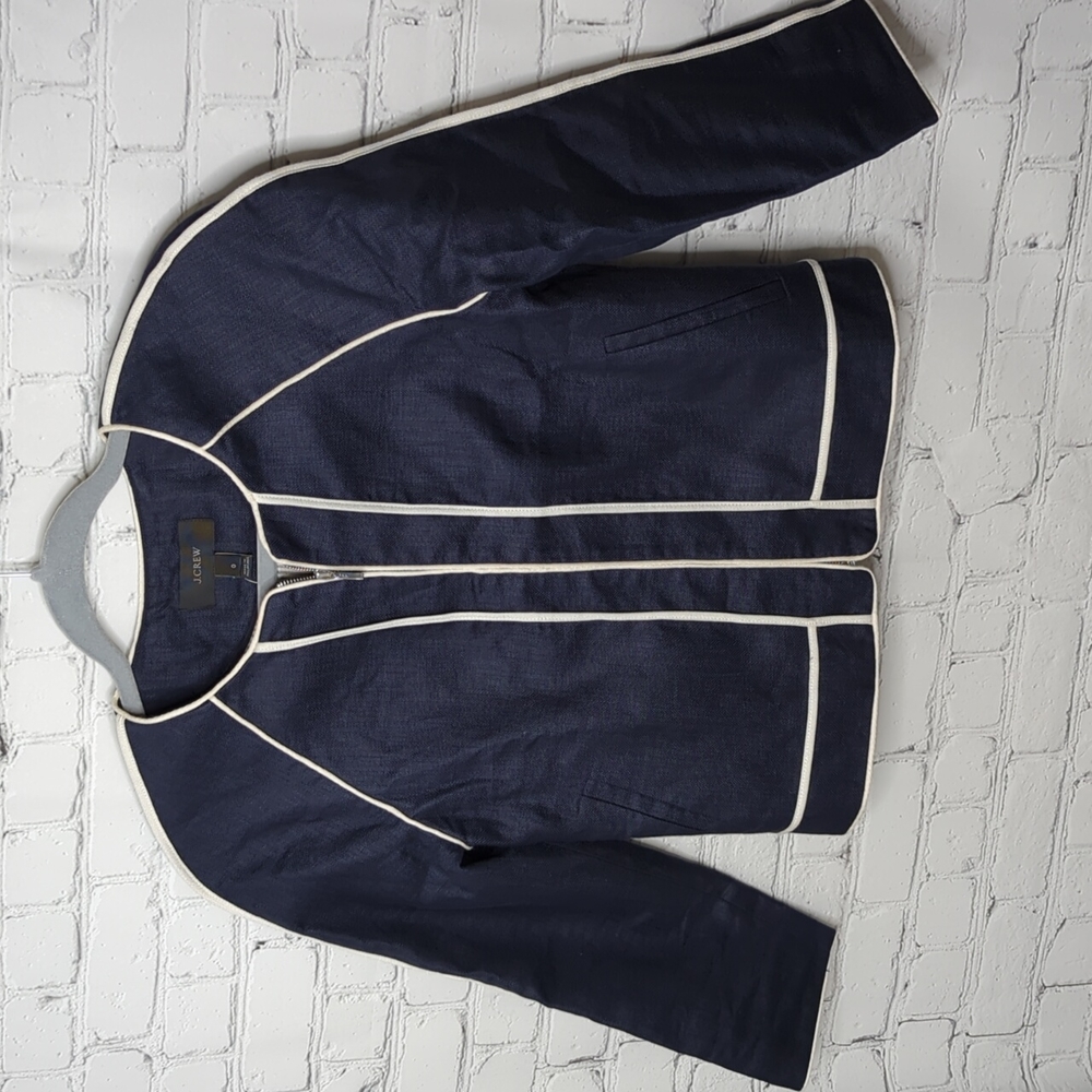 NWT J. Crew herringbone linen cropped jacket